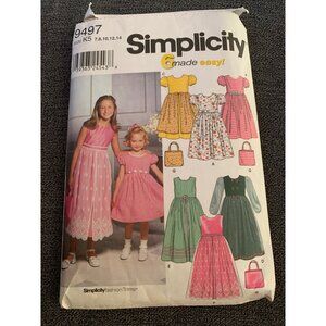 Simplicity 9497 Girls Dress Sewing Pattern Sizes 7  2000